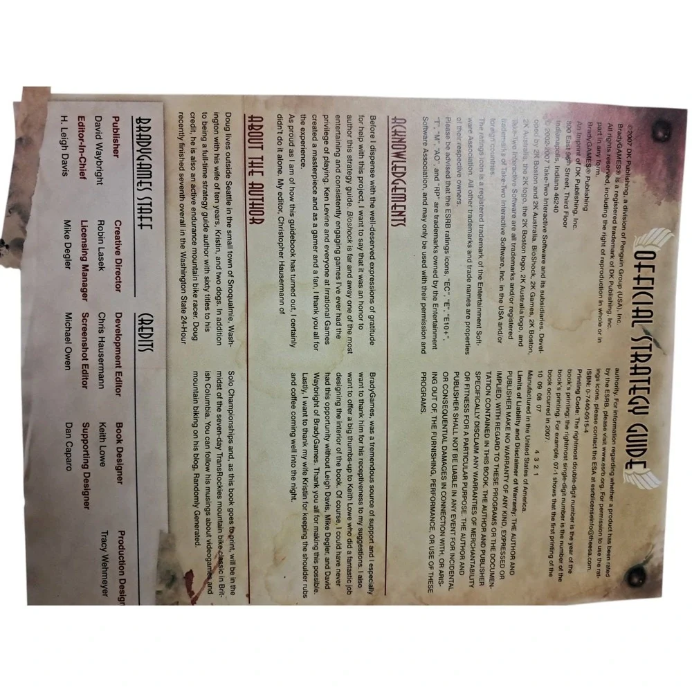 Bioshock BradyGames Strategy Guide‎ - With Poster